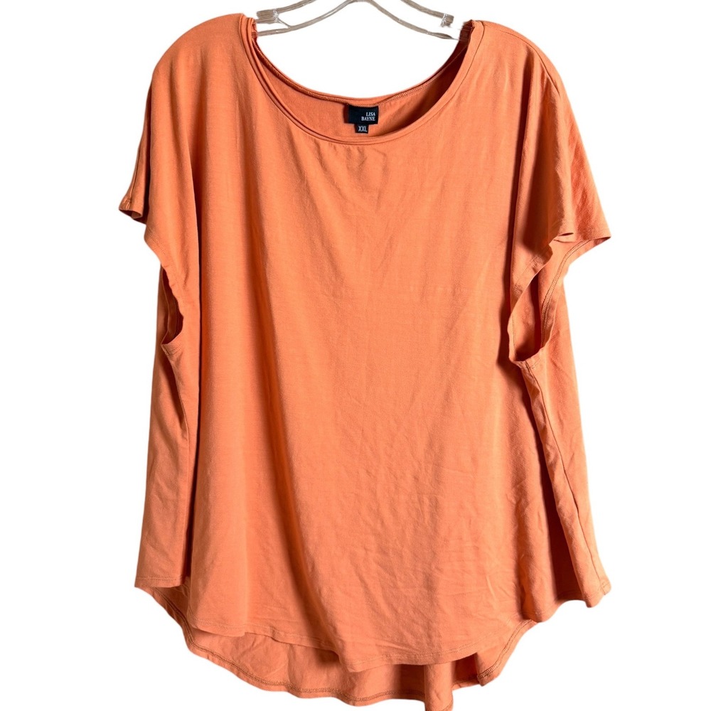 Lisa Bayne XXL Orange Draped High Low Rayon Tunic Top